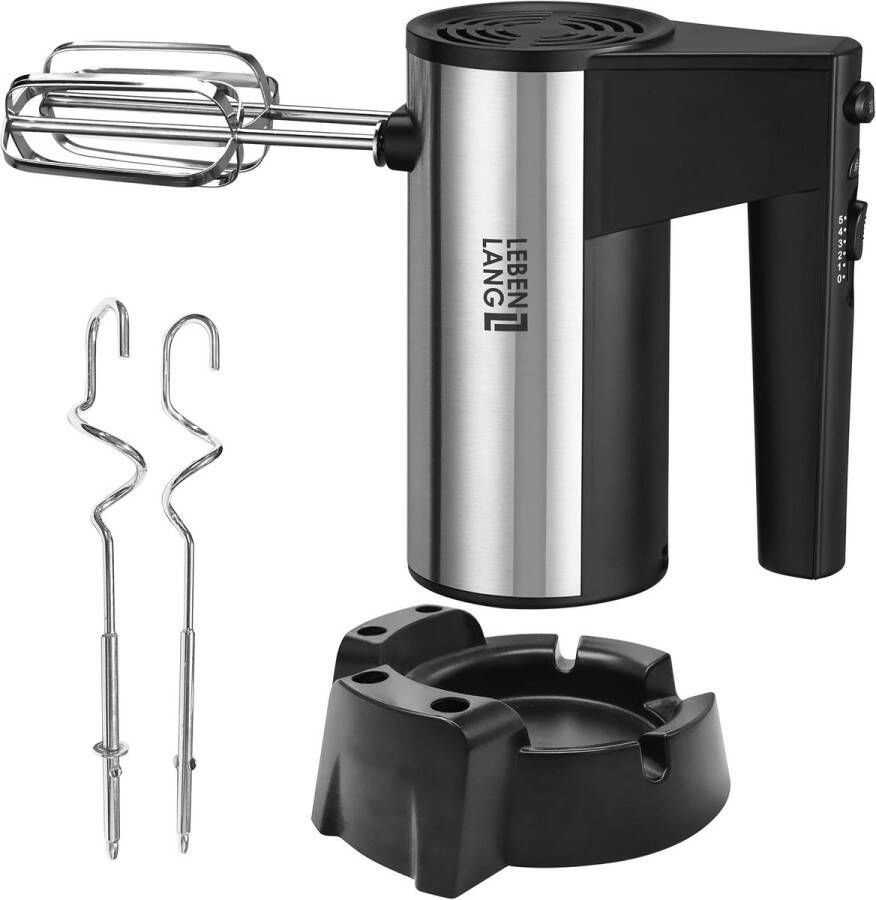 400 W Handmixer met 5 Snelheden en Turbo Incl. Staande Houder en Roestvrijstalen Haken