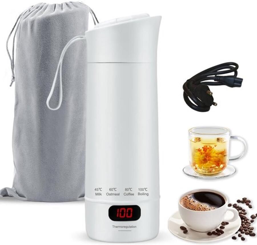 400ML reis elektrische waterkoker 3-in-1 kleine draagbare waterkoker mini elektrische waterkoker met temperatuurinstelling automatische uitschakeling reiswaterkoker voor thee koffie babyvoeding