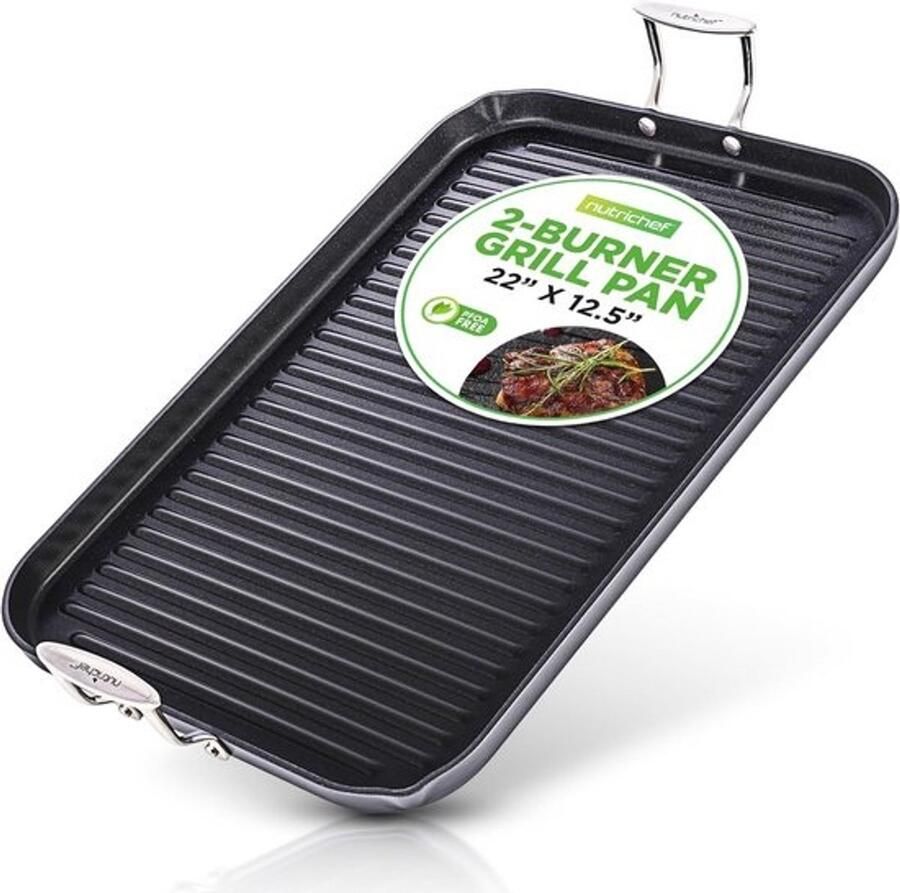 40cm x 33cm Stovetop Grill Pan Nonstick Double Burner Grill and Griddle