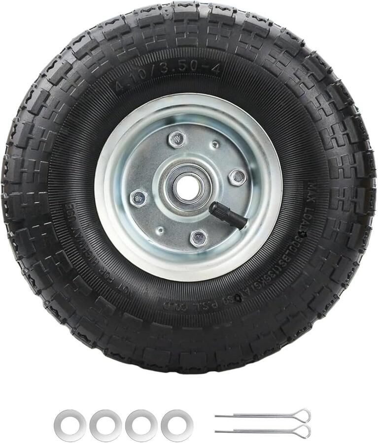 4.10 3.50-4 steekwagenwiel luchtbanden 4.10 3.50-4 Pneu Ø 260 mm voor Gorilla Cart Dolly handvrachtwagen grasmaaier tuinwagen as 16 mm dubbel verzegelde lagers