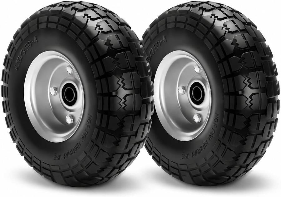4.10 3.50-4 massief rubberen bandenwielen 25 5 cm band en wiel plat vrij vervangend wiel voor tuinwagens popje trolley kiepwagen steekwagen kruiwagen tuinwagen (20 mm as (2 stuks)