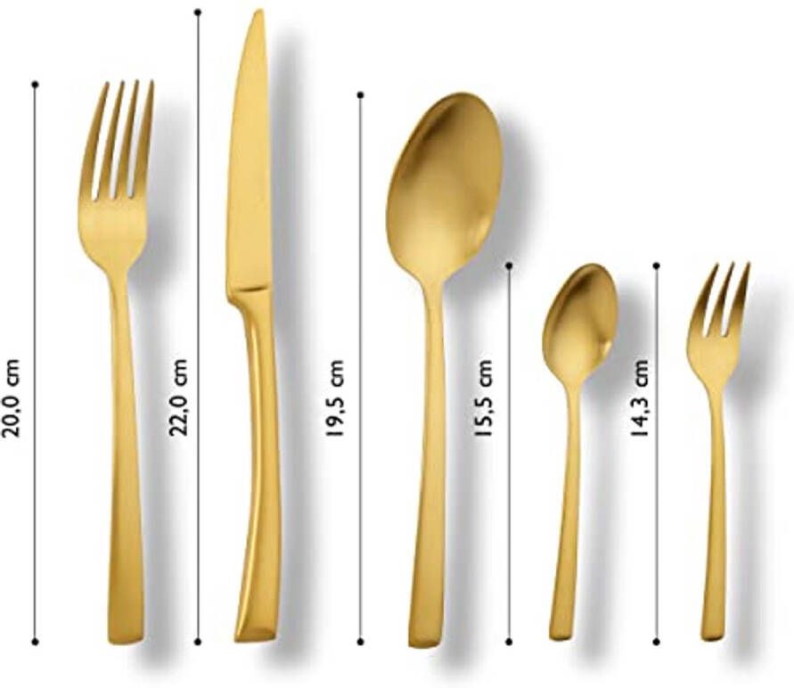42-delig Gold Edition Eetbestek voor 6 Personen Luxe Roestvrij Staal Gematteerd Inclusief Opbergcassette