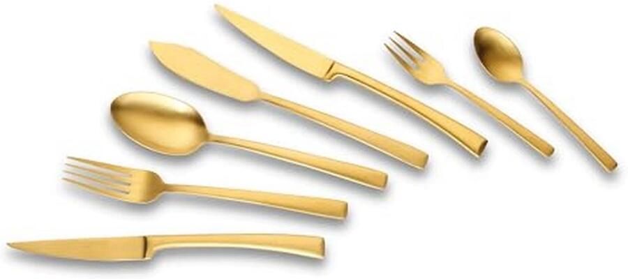 42-delig Gold Edition Eetbestek voor 6 Personen Luxe Roestvrij Staal Gematteerd Inclusief Opbergcassette - Foto 2