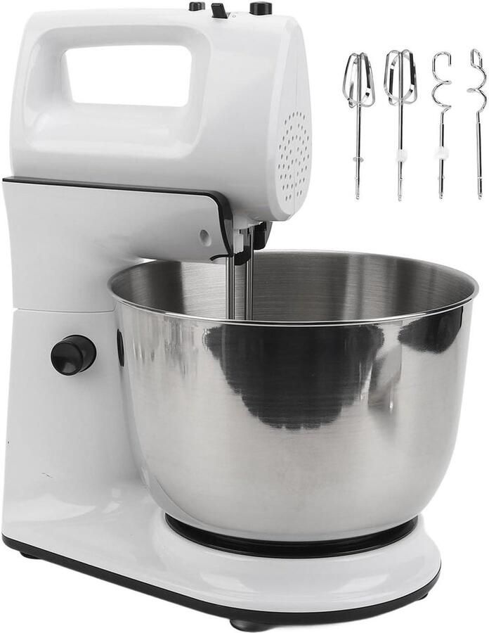 4.23QT elektrische keukenmixer 5 snelheden keuken elektrische voedselmixer roestvrijstalen kom met klopper veilige uitwerpknop eiergarde deeghaak platte klopper voor dagelijks