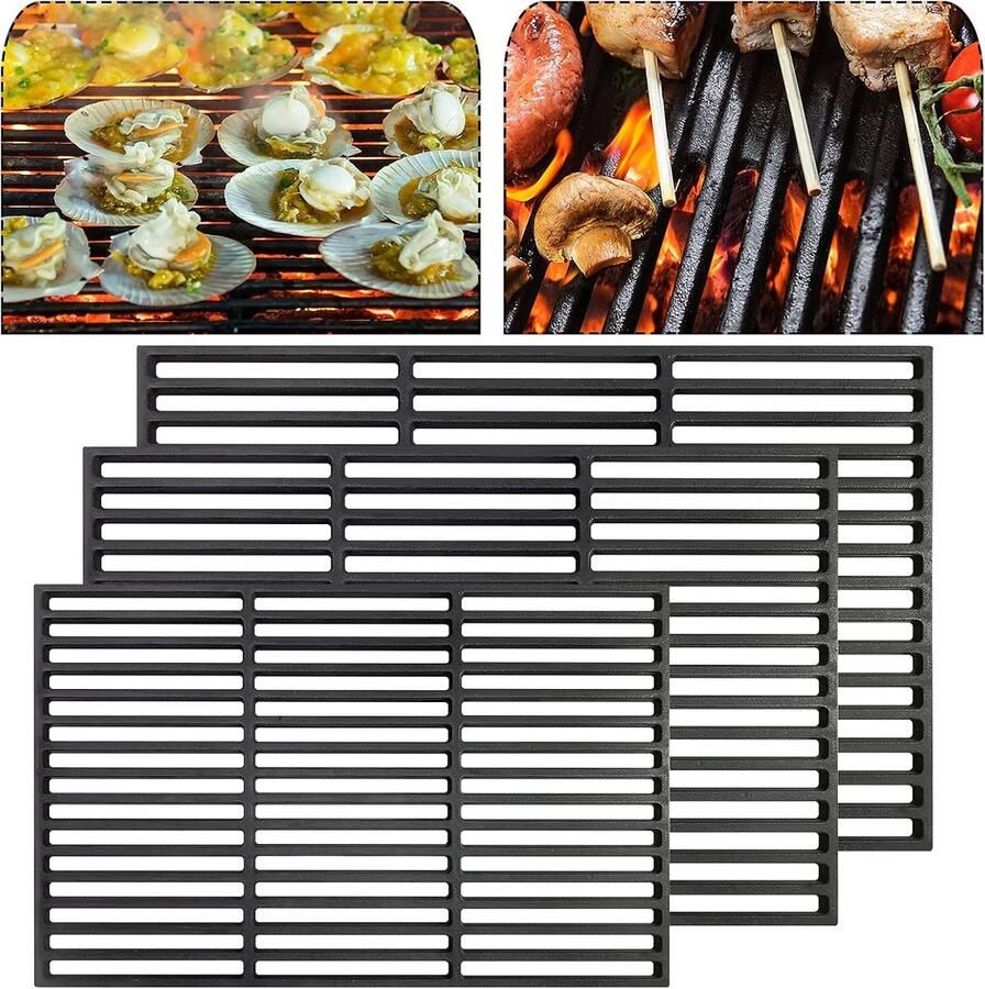 42x28cm Gietijzeren Grillrooster Gietijzer Roosters BBQ Grill Roosters Massief Geëmailleerd Universele Grillroosters Accessoires voor Barbecue voor Houtskool-Barbecue Gas-Barbecue
