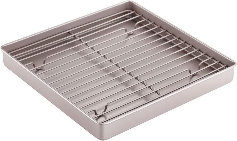 45 cm Vierkante Bakplaat met Rooster Anti-aanbak Oven- en BBQ Schaal