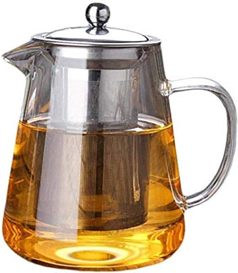 450 ml glazen theepot glazen theepot kookplaat veilig met verwijderbare roestvrijstalen filter theemaker Bloeiende en losse theepotten voor thuiskeuken