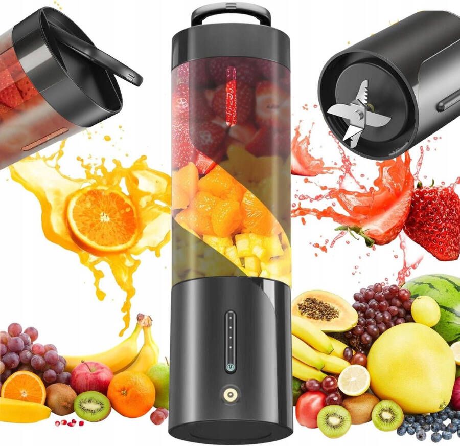 450 ml Zwarte draagbare sapbeker Elektrische blender Hoge efficiëntie mixprestaties Veiligheidsvergrendeling 4000 mAh Gemakkelijk schoon te maken