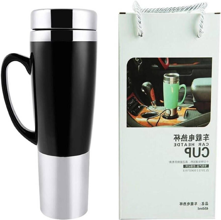 450ML Auto Waterkoker Warming Mok Melk Warmer Compact Draagbare Hoge Efficiëntie Lange Afstand Office School 12V (Zwart)