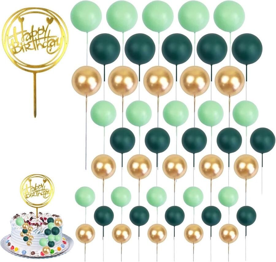 46 Stuks Taartdecoratieballen – Groene Schuimballen voor Taartdecoratie Cupcakes Bruiloften Verjaardagen en Feesten