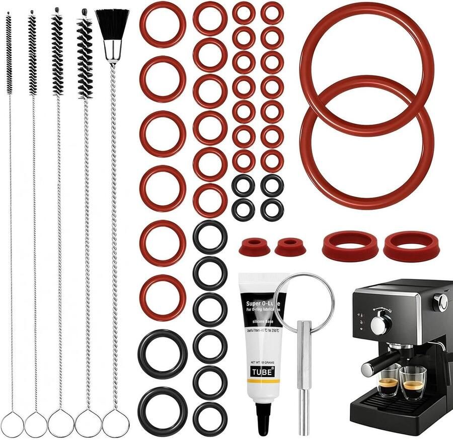 47-delig afdichtset O-ring voor Jura Krups en AEG koffiemachines Inclusief ovaalkop sleutel siliconen vet reinigingsborstel en reserveonderdelen