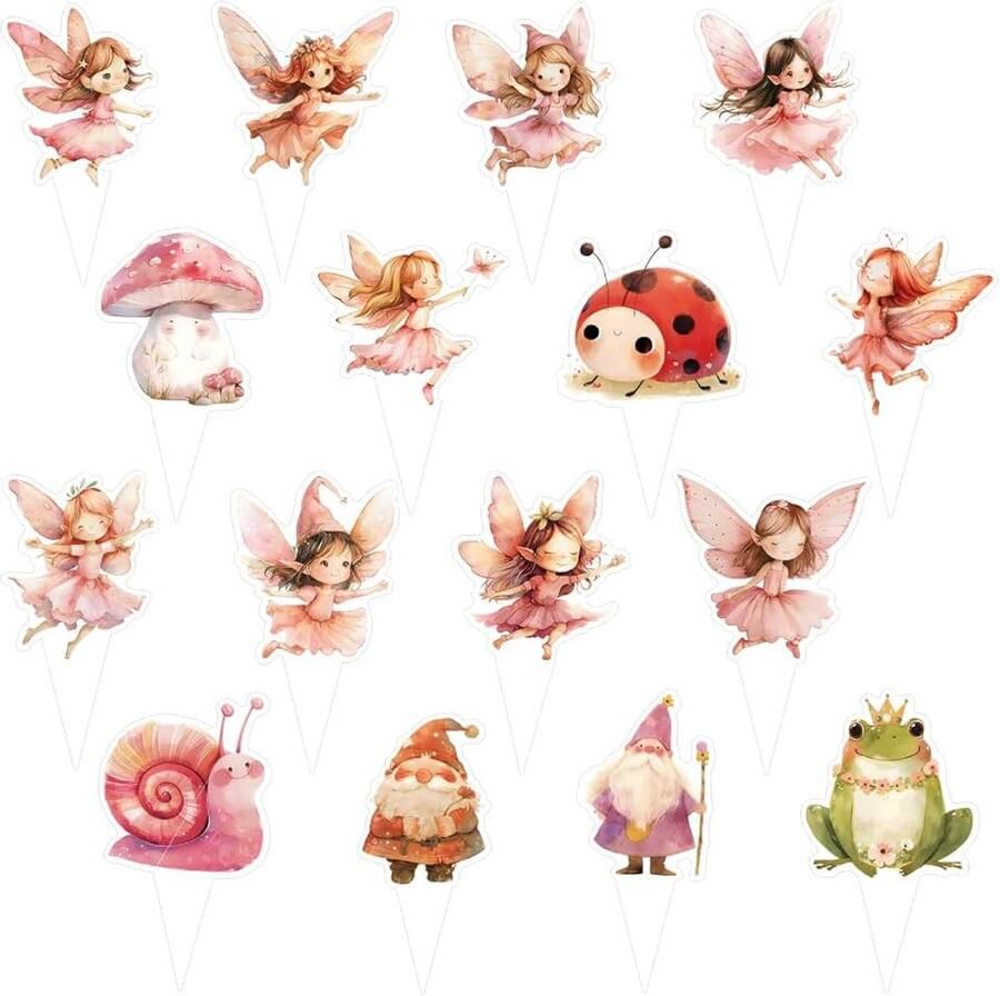 48 Stuks Feeën Cupcake Toppers Floral Baby Shower Party Decoration Verjaardag Vlaggenbord Benodigdheden voor Verjaardagsfeest Decoraties Verjaardag Vlaggenbord Benodigdheden