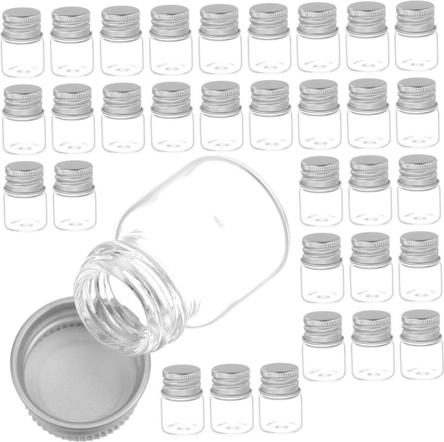 48 Stuks Transparante Kleine Glazen Flesjes Met Aluminium Luchtdichte Mini Vial Containers Voor Cosmetica Reizen DIY Creaties Lekvrije Sample Bottles