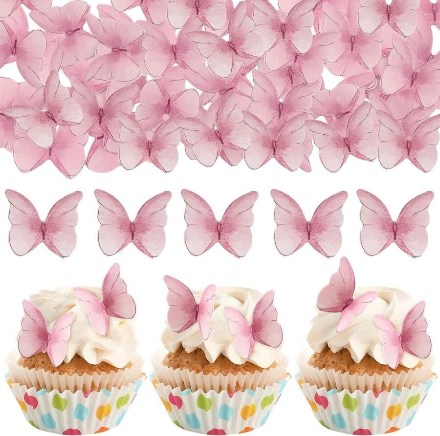 48 stuks vlinders voor taart Vlinder taartdecoratie Vlinders Cupcake Vlinder decoratie Taart voor bruiloft Verjaardag Jubileum