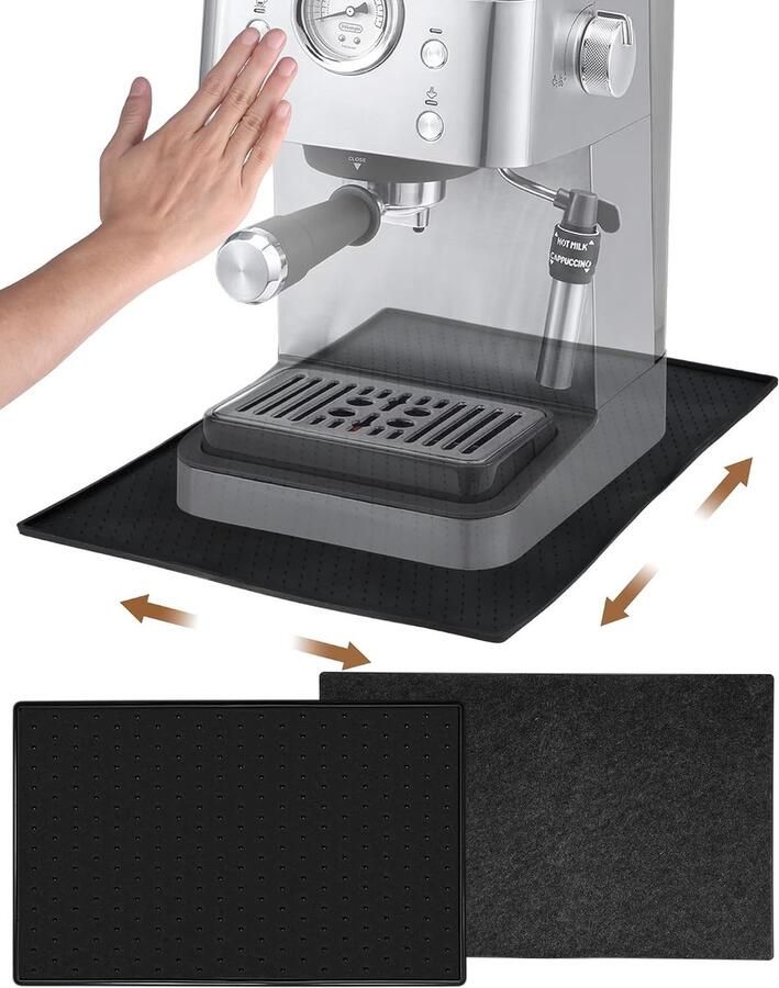 48 x 30 cm onderlegger voor koffiezetapparaat siliconen mat volautomatische mat met rand voor De Longhi Magnifica Philips LatteGo Krups Siemens EQ6 siliconen onderlegger Coffee Mat (zwart)