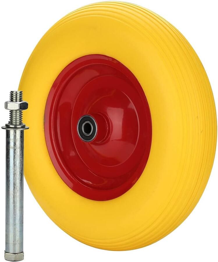 4.80 4.00-8 massief rubber met as schuifwagenwiel reservewiel rubberen wiel lekvrij Ø 390 mm 200 kg draagkracht reservewiel 95 mm brede banden voor kruiwagen