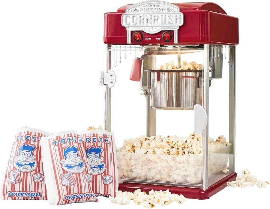 4oz Vintage Popcorn Maker Professionele Popcorn Popper met Anti-aanbakketel Warming Licht en Serveerschep