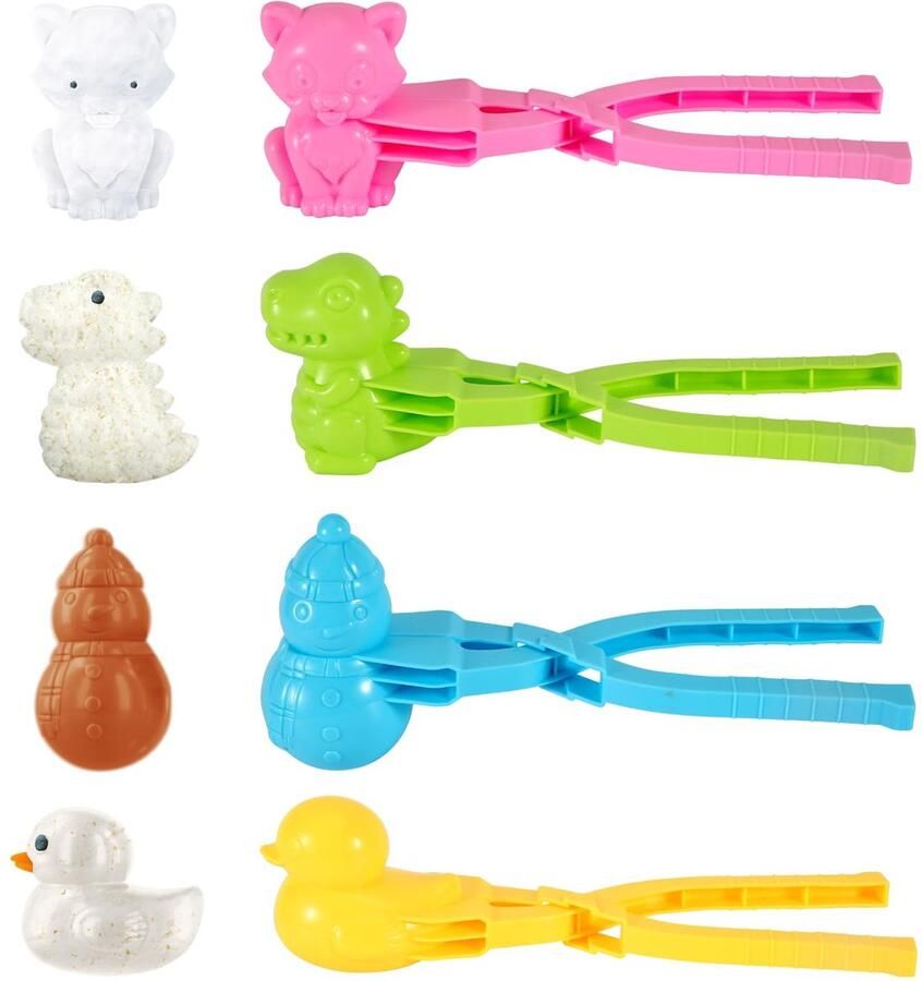 4 stuks sneeuwbalmakergereedschap cartoon sneeuwbalmakerclips zandkleimakergereedschap buitenspeelgoed voor winterse sneeuwballengevechten voor kinderen en volwassenen