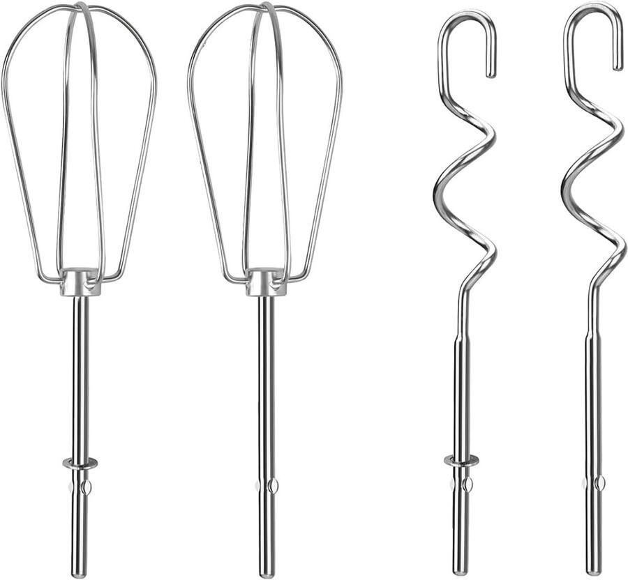 4pcs Whisk Tools Hand Mixer Replacement Kneading Hooks and Whisk Stainless Steel Hand Mixer Accessories Compatible ShopVlot