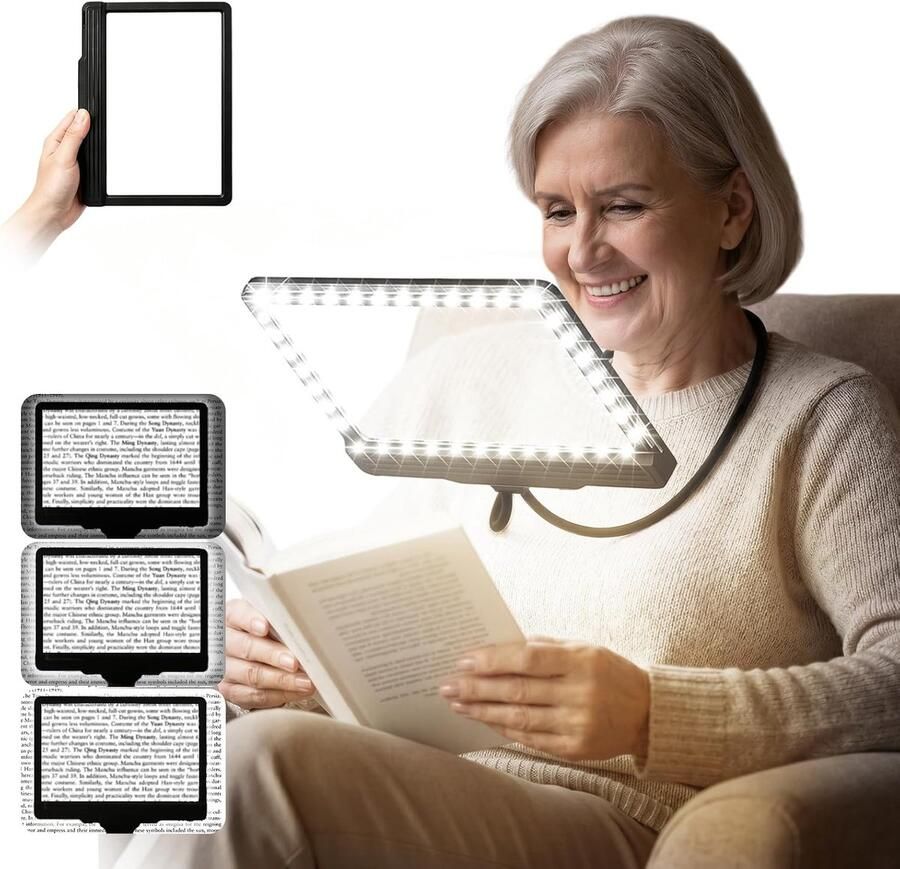 4x Handsfree vergrootglas met licht 3-in-1 vergrootglas voor boeken in de hand nekgedragen en desktopgebruik oplaadbaar vergrootglas voor senioren