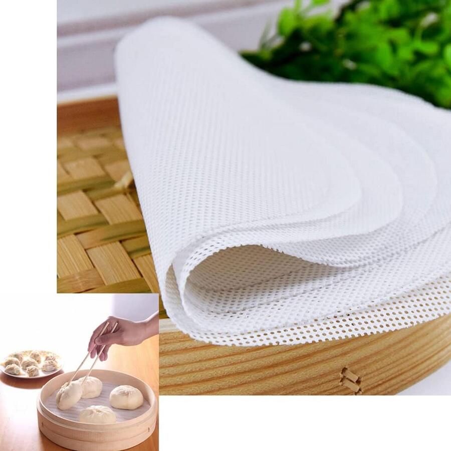 5-delige Herbruikbare Bamboe Stoommatten Set Siliconen Stoominzet Rond 28 cm Antiaanbak Ideaal voor Dim Sum en Gebak