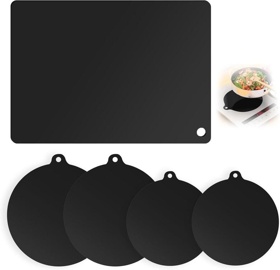 5-delige kookplaathoes voor inductiekookplaten Hittebestendige siliconen matten tot 280°C