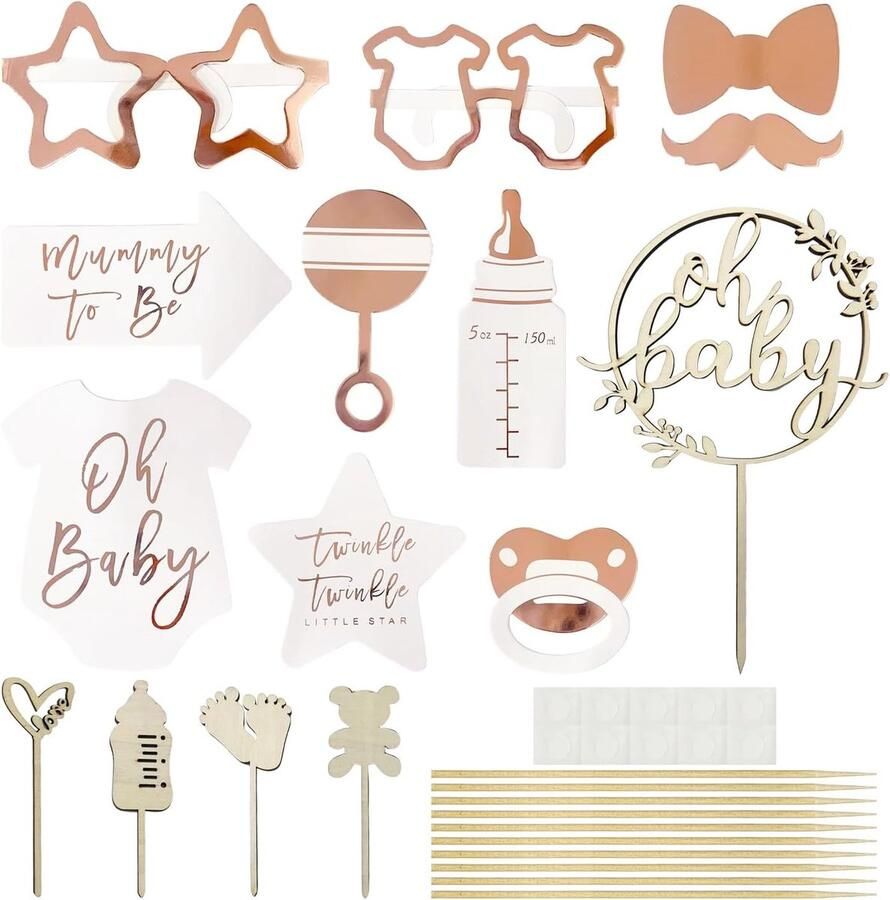 5 Houten Cakeplaketten 10 Baby Foto Rekwisieten Dessert Decoraties Verjaardagstaart Decoraties Baby Party Accessoires