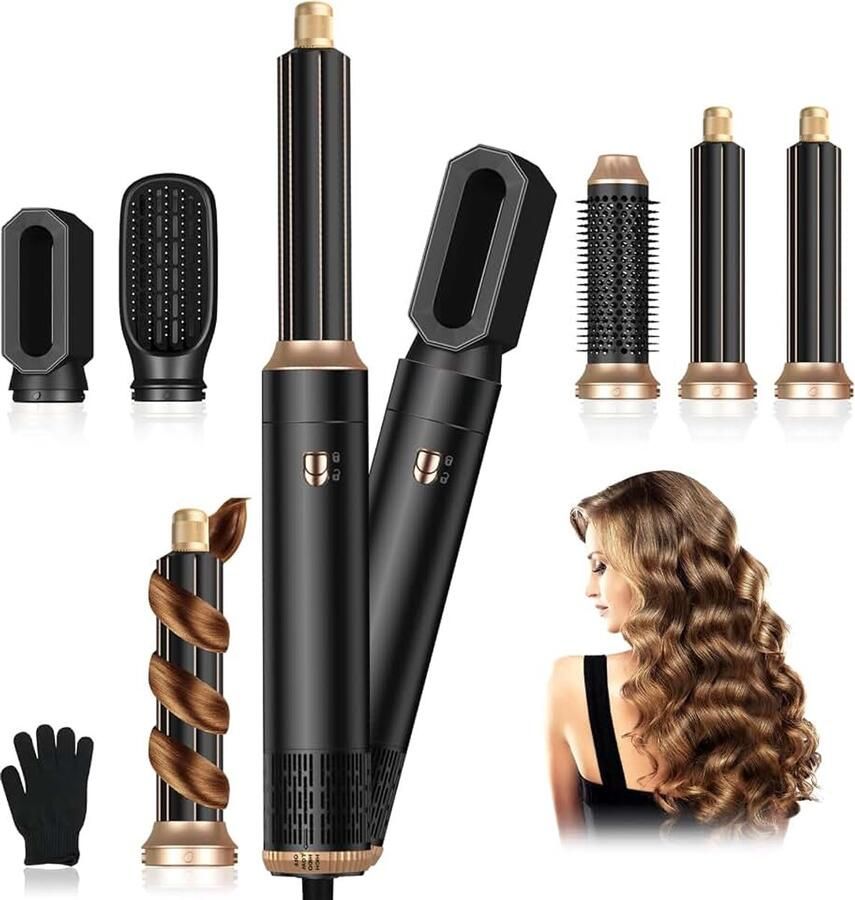 5-in-1 Air Styler Set Blaasborstel 1000W Hair Air Styler 3 temperaturen Multi Air Brush Set voor gladmaken volume drogen blaasborstel voor verschillende haartypes zwart