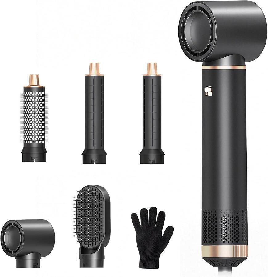 5-in-1 Föhnborstel Multistyler Airstyler Heteluchtborstel met afneembare Auto-Wrap krullers volumeborstel en stijlborstel 800W ionen haarstyler met 3 temperatuurstanden voor alle haartypes