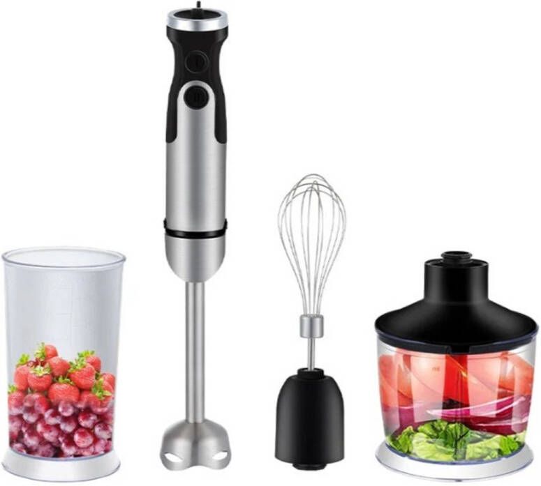 5-in-1 Handblenderset Handmixer Handblenderset inclusief Draagbare Blender 800 ml Hakkom Garde 600 ml Mengbeker Melkopschuimer Accessoire 220-240V Zwart