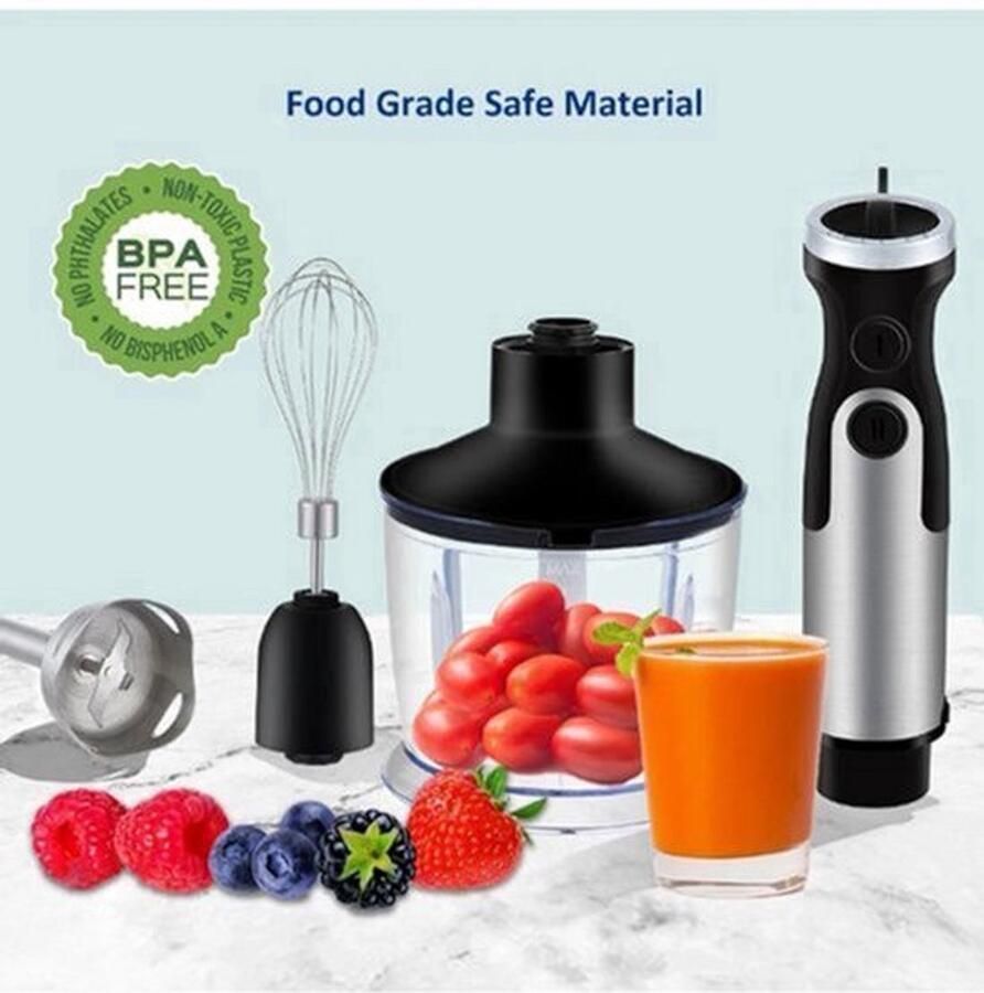 5-in-1 Handblenderset Handmixer Handblenderset inclusief Draagbare Blender 800 ml Hakkom Garde 600 ml Mengbeker Melkopschuimer Accessoire 220-240V Zwart - Foto 2