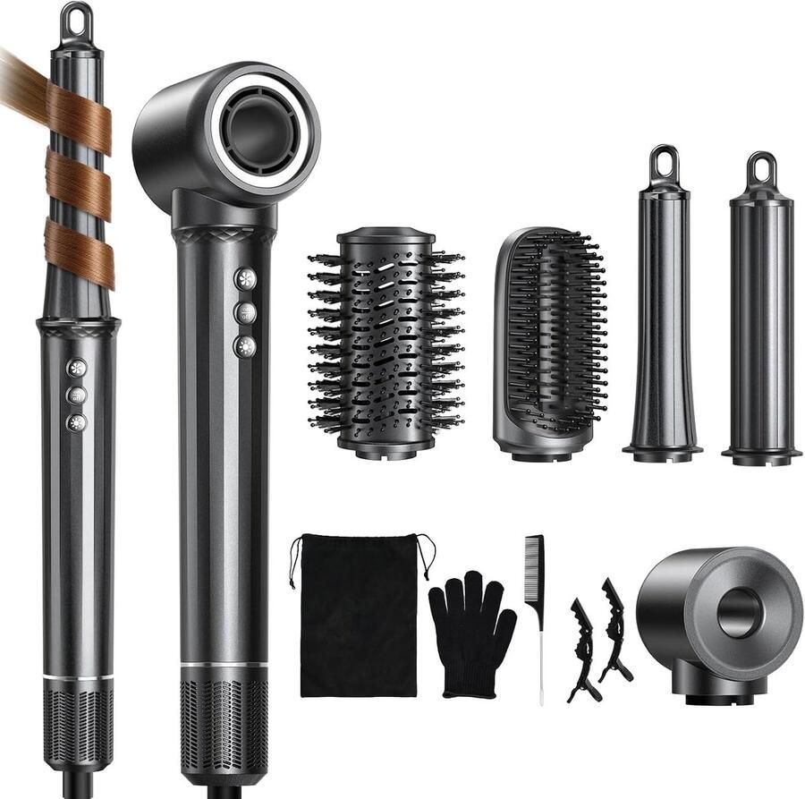 5-in-1 high-speed multifunctionele haarstyler met krultang stijltang borstel en volumeborstel 110.000 RPM high-speed ionische haardroger