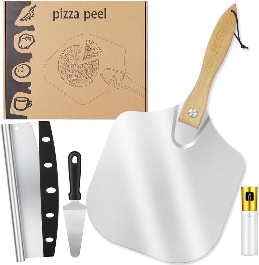5-in-1 Pizza Oven Accessoire Set van RVS Vouwbare Pizza Tools voor Thuisgebruik Perfect voor Pizza Liefhebbers