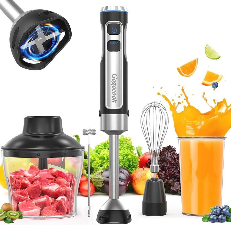 5-in-1 Staafmixer met 1000 W en 21 Snelheden voor Koken en Bakken