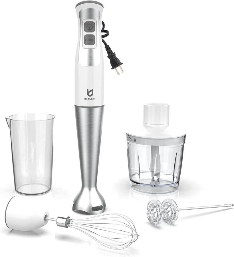 5-in-1 Staafmixer Set met Vleesmolen 8 Snelheden & Turbo Krachtige Staafmixer voor Smoothies en Milkshakes