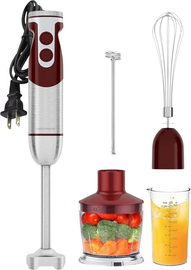 5-in-1 Staafmixerset met Hakmolen Garde Melkopschuimer en Beker 400W Variabele Snelheid