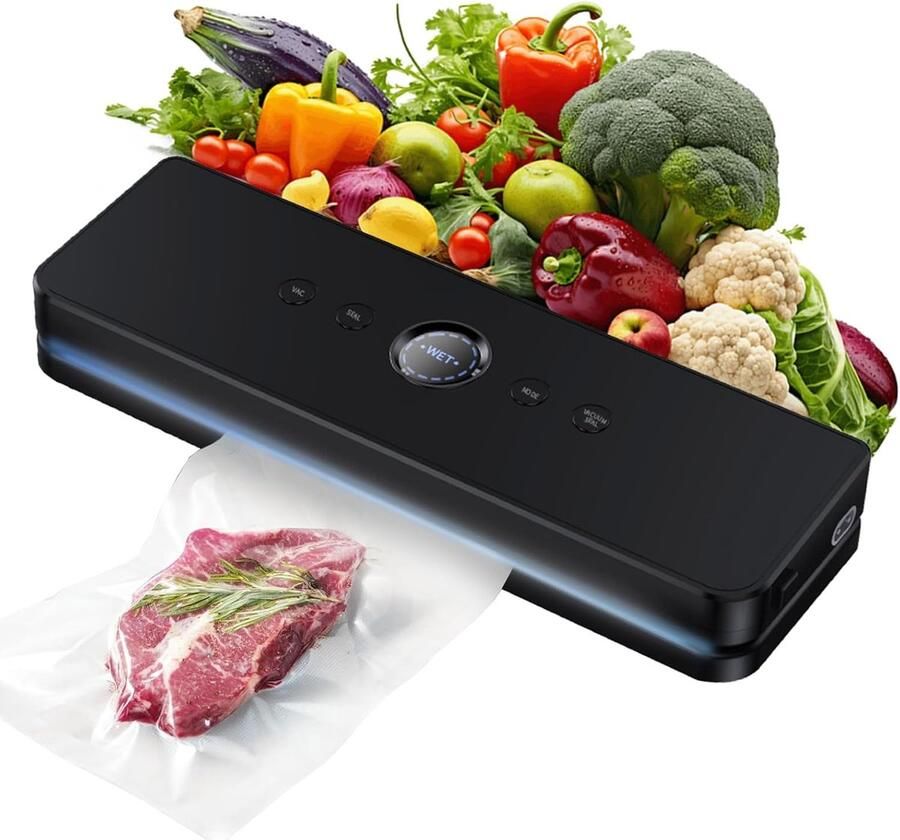 5-in-1 vacumpakketmachine voor voedsel met 10 vacmsakken vacmcompaan professionele vacumpakketmachine voor droge en natte voedsel zwart