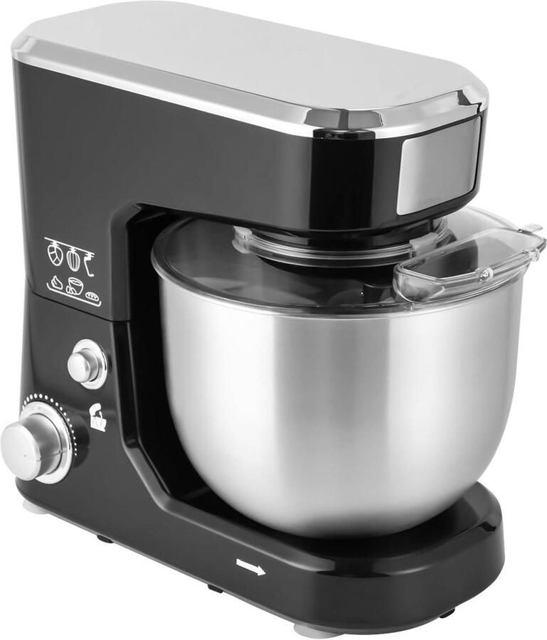 5 L Keukenmachine 1000 W kneedmachine met 3 snelheden deegmachine roestvrij staal 304 mixer keuken vleesmolen elektrisch incl. eiklopper garde en kneedhaak