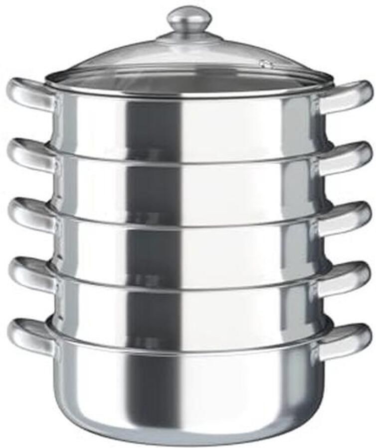 5-laags stoompan met inductie mogelijkheid Multifunctionele roestvrijstalen stoomkoker 26 28 30 cm