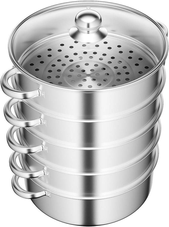 5 Laags Stoompan Stoomkoker Pan Gezond Koken Snelle Stoomcirculatie 28 cm