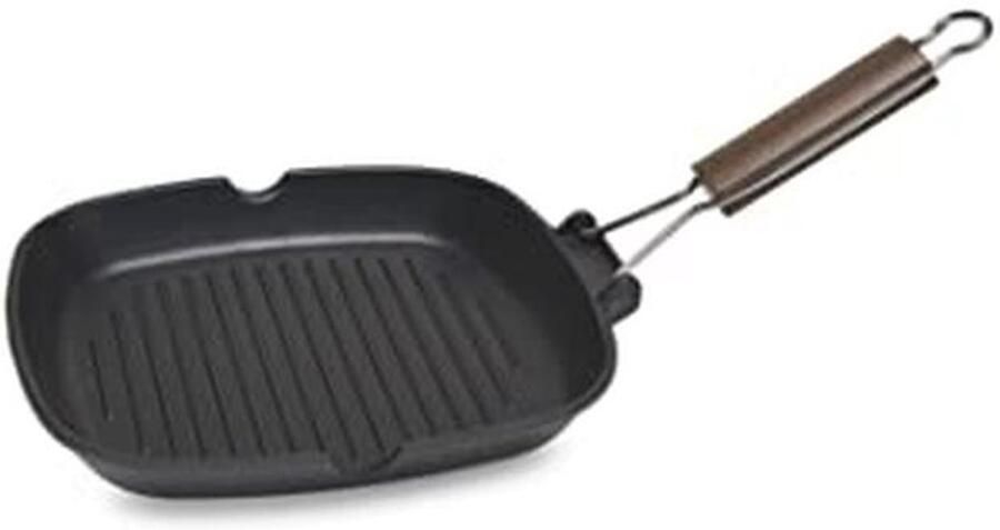 5-laagse antiaanbak grillpan van gegoten aluminium 26 x 26 cm krasbestendig en duurzaam Made in Italy