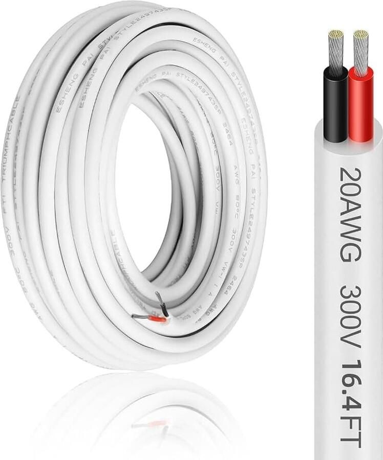 5 m witte 2-aderige kabel 2 x 0 5 mm² 2-aderig 5 V 12 V 24 V 300 V 2-aderige kabel 20 Awg lage impedantie voor elektronische apparaten autokabels en lampen