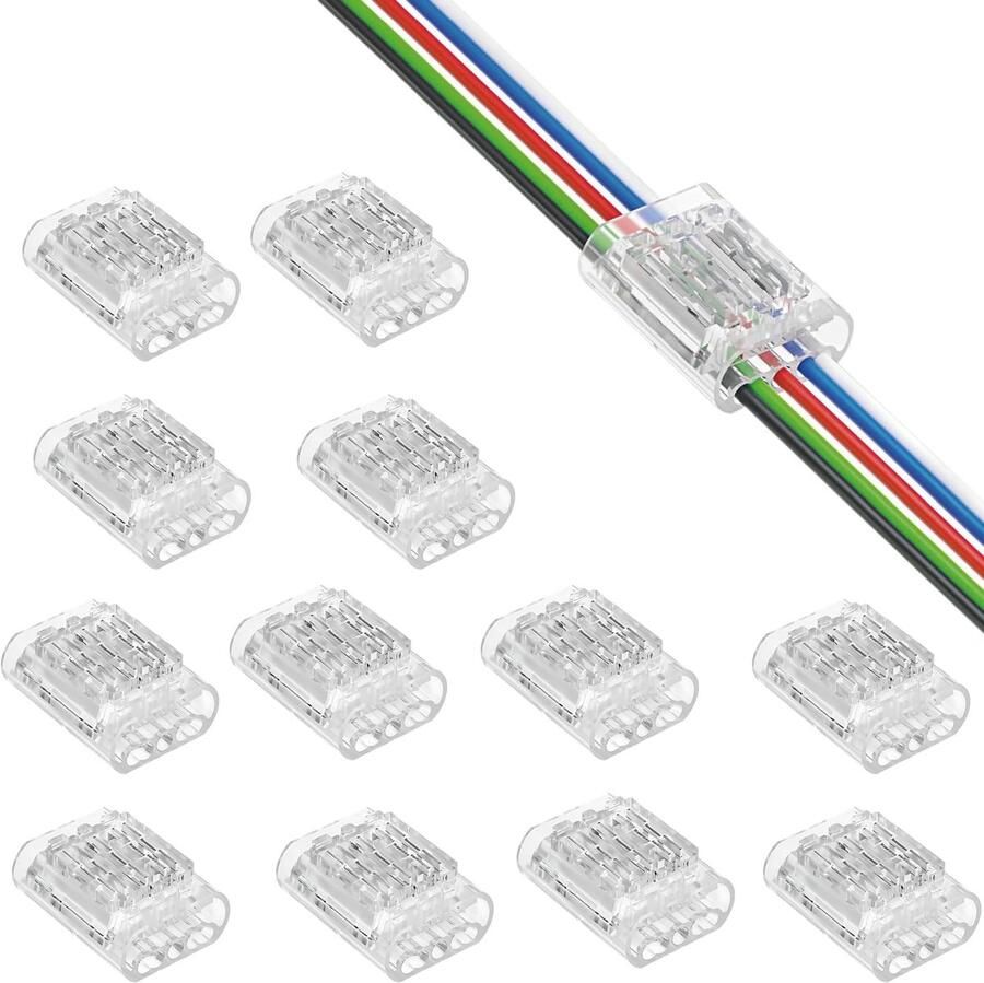 5-polige kabelverbinder – Soldeervrije snelverbinder voor 18–20 AWG (0 5–0 75 mm²) meeraderige draad-naar-draad verbinder transparant PC-behuizing voor KFZ- en industriële bekabeling 10 stuks