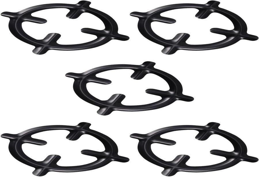 5 Stuks Delige Gietijzeren Gasring Reducer Antislip Koffiepot Steun Pannendrager voor Camping Gasfornuis Robuuste Rond Trivets voor Espressomaker Kleine Steelpan