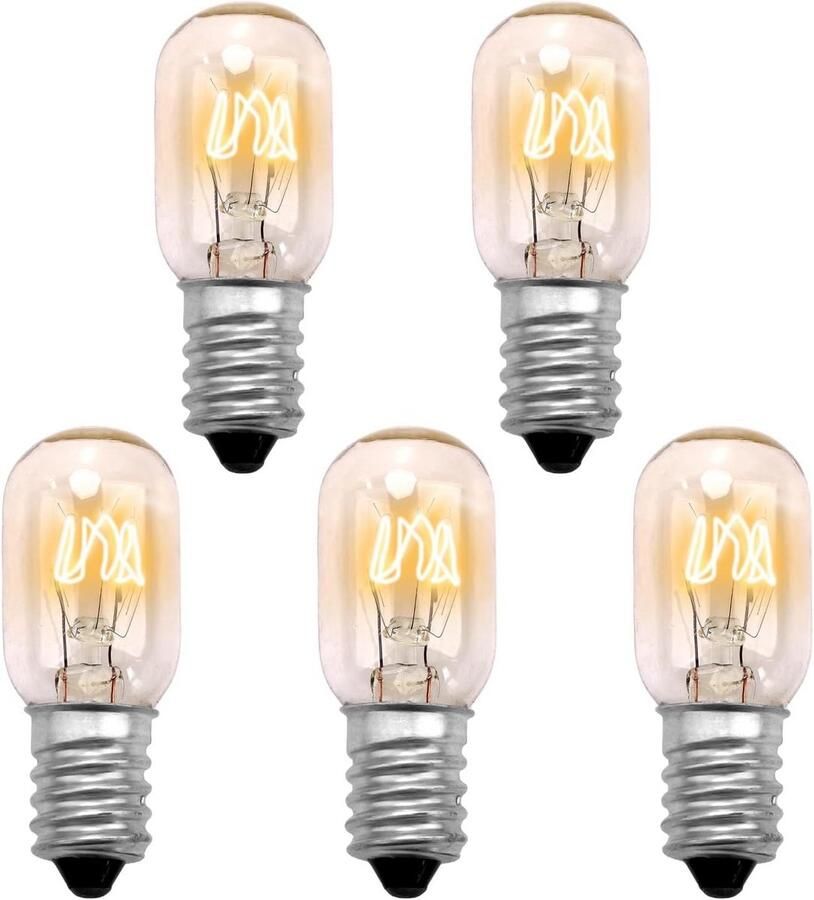 5 Stuks E14 Gloeilampen 15W Warmwit 2700K Dimbaar voor Oven en Koelkast
