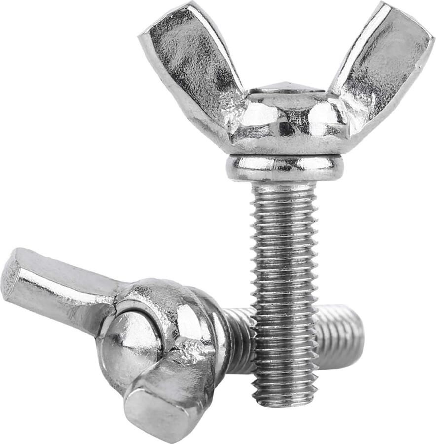 5 stuks M6 vleugelschroeven DIN316 304 roestvrij staal duimvlindervleugels handschroeven schroeven voor vleugelmoer machinebevestiging (M6 x 12 mm)