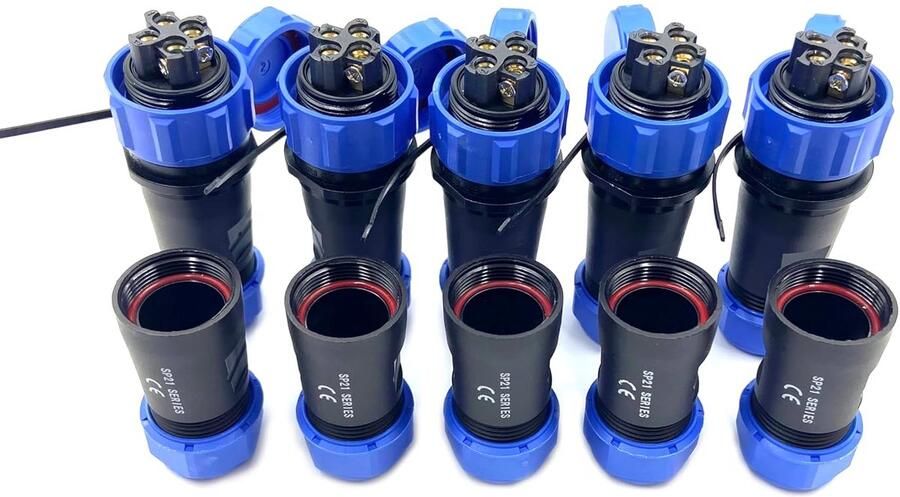 5 stuks SP21 luchtvaartstekker 4-polige IP68 4-polige soldeervrije luchtvaartstekker waterdicht stopcontact voor buitenlampen 500 V 30 A (12 AWG schroefkabel)