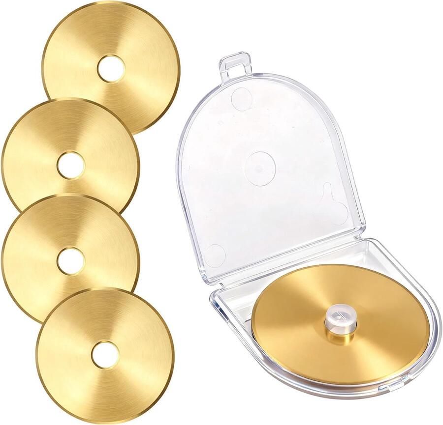 5 Stuks Titanium Gecoate Rotariesnijbladen Universele Reserve Ronde Stofsnijbladen Navulling voor Fiskars OLFA Martelli Dremel Truecut DAFA voor Quilten Naaien Scrapbooking (60mm)