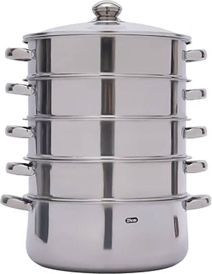 5-traps stoomkoker met glazen deksel stapelbare stoompannen ideaal voor gezond koken