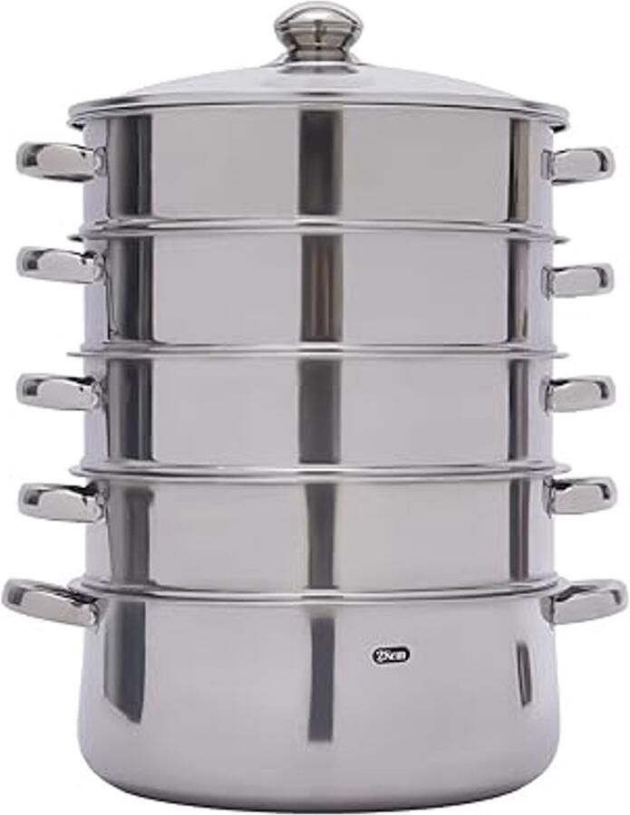 5-traps stoomkoker met glazen deksel stapelbare stoompannen ideaal voor gezond koken - Foto 2